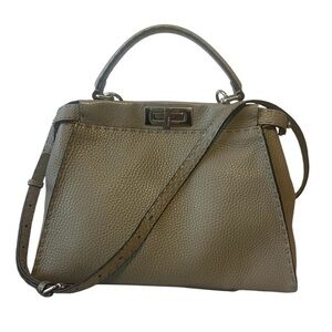 Fendi Gray Selleria Leather Peekaboo
